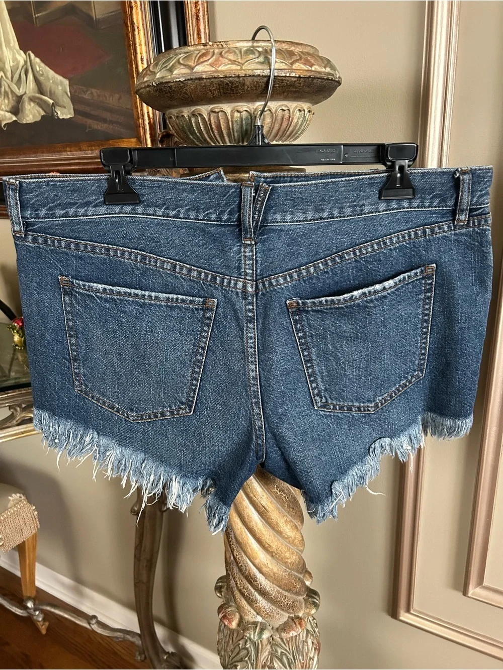 Free People We The Free High Rise Frayed Hem Denim Shorts Medium Wash Size 30
